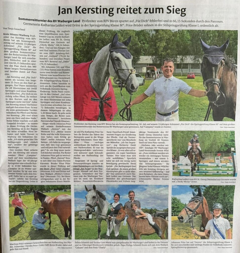 Zeitungsartikel "Jan Kersting reitet zum Sieg"
